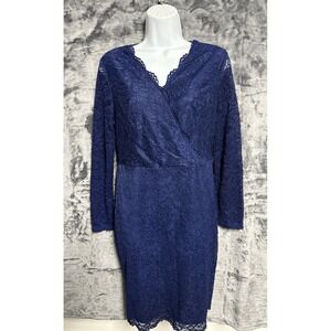 JASAMBAC Women's Medium Lace Dress Sheer Sleeve Lined Evening Wedding Elegant